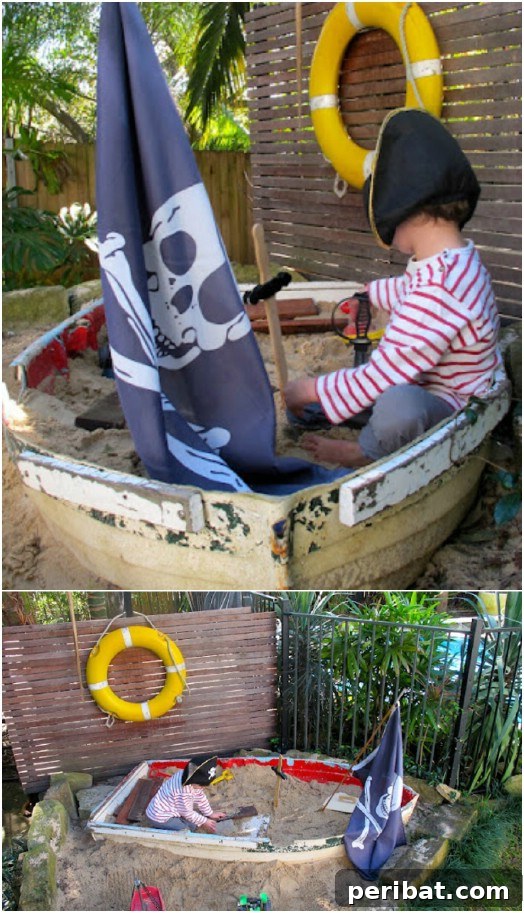 30 DIY Outdoor Play Zones for Unforgettable Summer Fun 26 Repurposed Old Boat Sand Box
