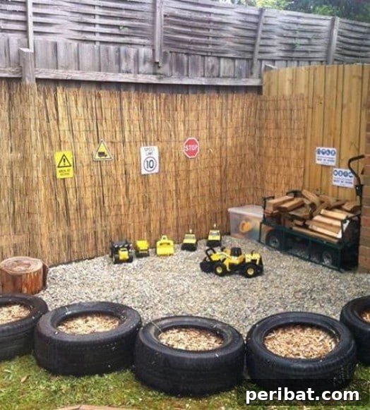 30 DIY Outdoor Play Zones for Unforgettable Summer Fun 28 Repurposed Tire Play Area