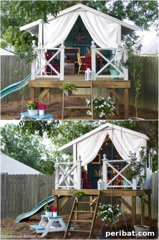 30 DIY Outdoor Play Zones for Unforgettable Summer Fun 4 DIY Off The Ground Playhouse
