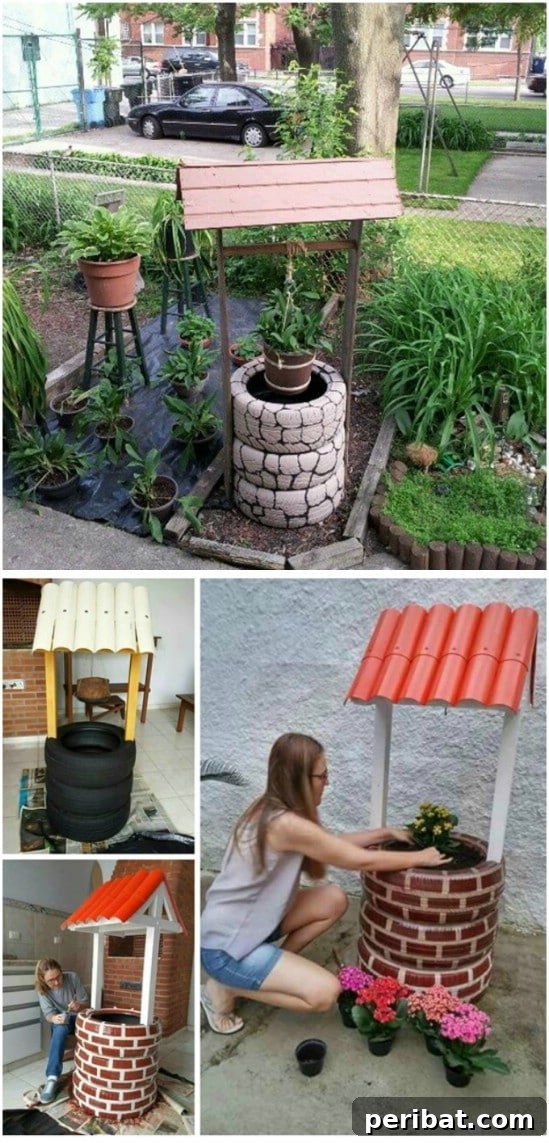 Creative DIY Wishing Well from Recycled Tires