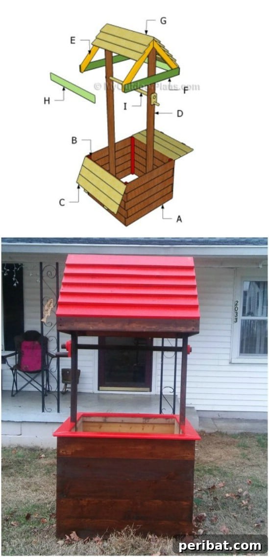 DIY Wooden Wishing Well with Functional Lid