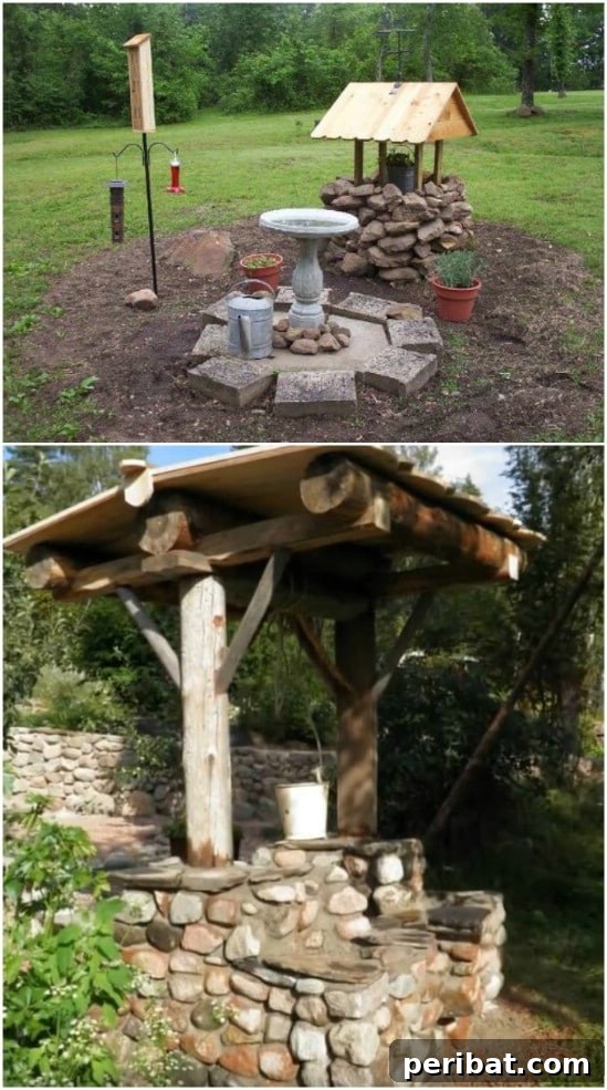 Elegant DIY Stone Wishing Well for Gardens