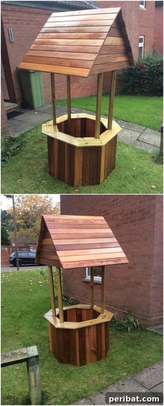 DIY Wishing Well from Repurposed Wood Pallets