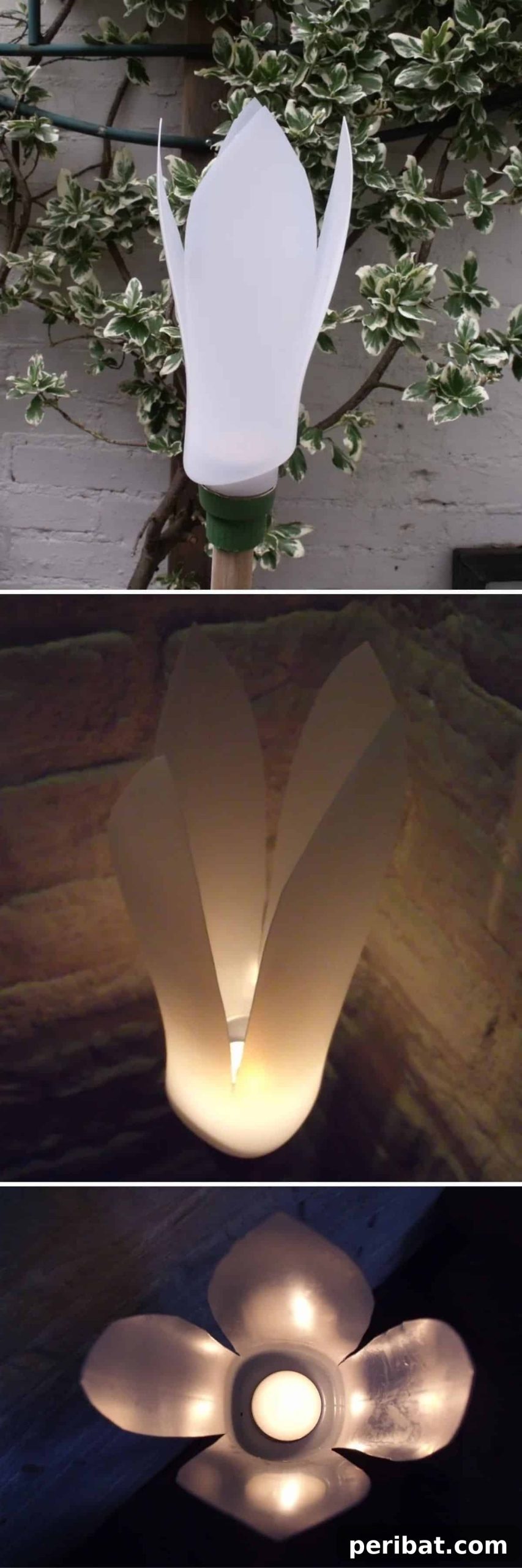 Craft a Luminous Landscape: 20 DIY Garden Lighting Ideas 5 Upcycled Detergent Bottle Petal Lights
