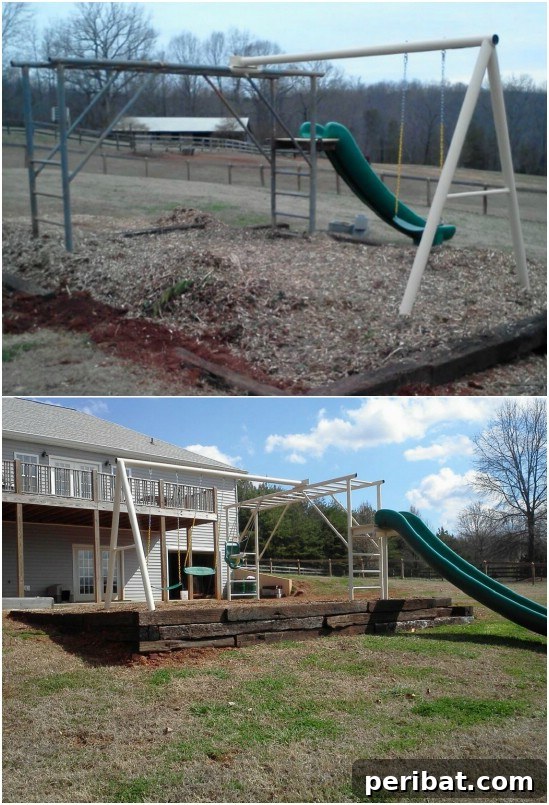 DIY Deck Swing Set with Monkey Bars