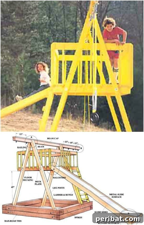 DIY Swing Set with Integrated Sandbox