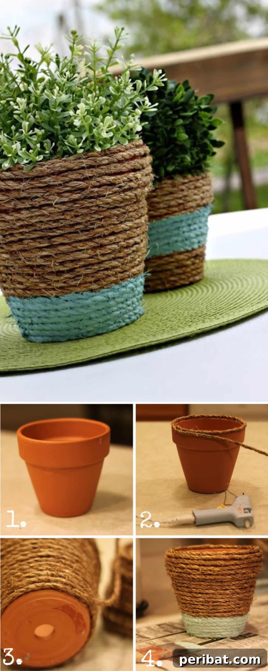20 Creative DIY Projects for a Stunning Coastal Outdoor Oasis 12 Easy Rope Wrapped Nautical Planters