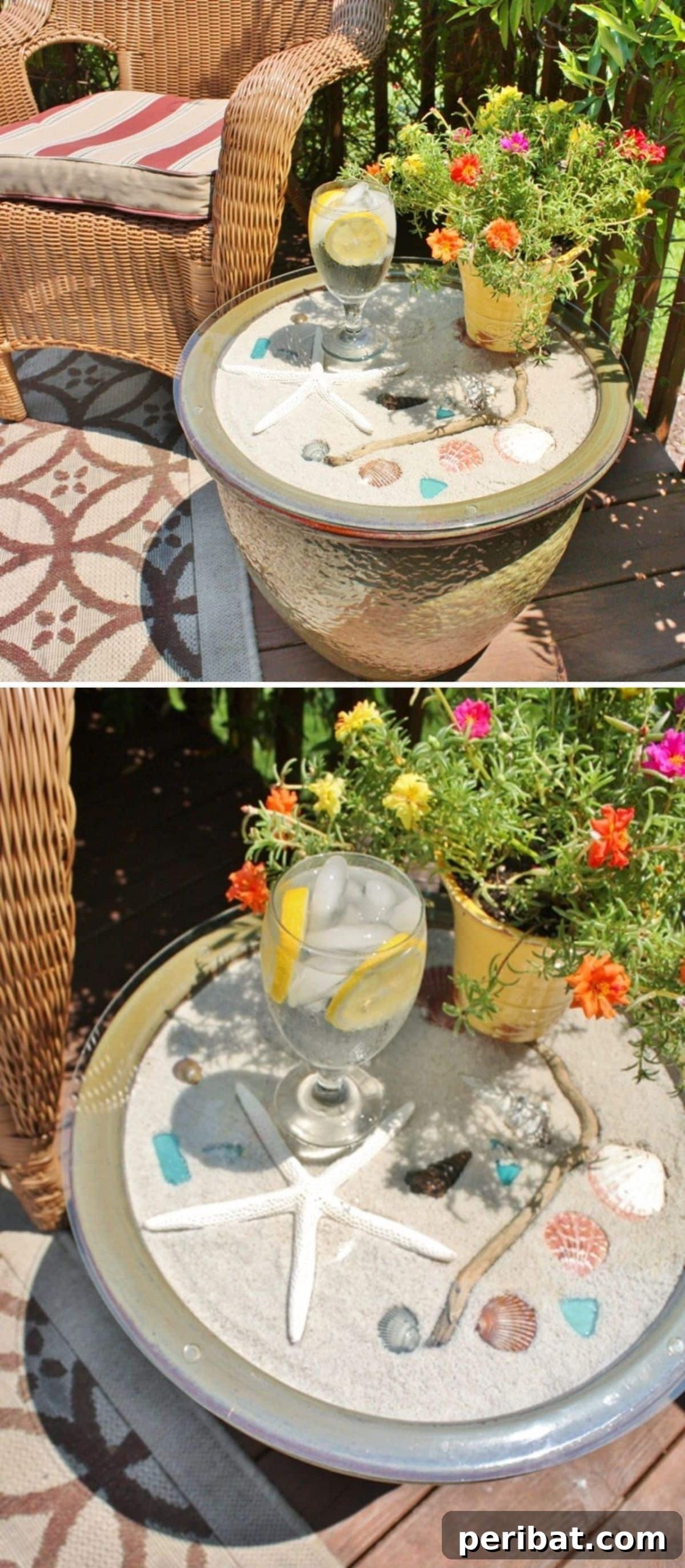 20 Creative DIY Projects for a Stunning Coastal Outdoor Oasis 8 DIY Ceramic Planter Beach Table