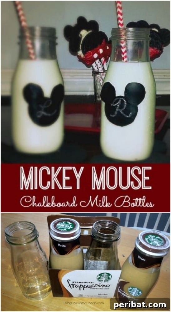 Endless Disney Crafting Fun for Kids 32 Mickey Chalkboard Milk Bottles craft