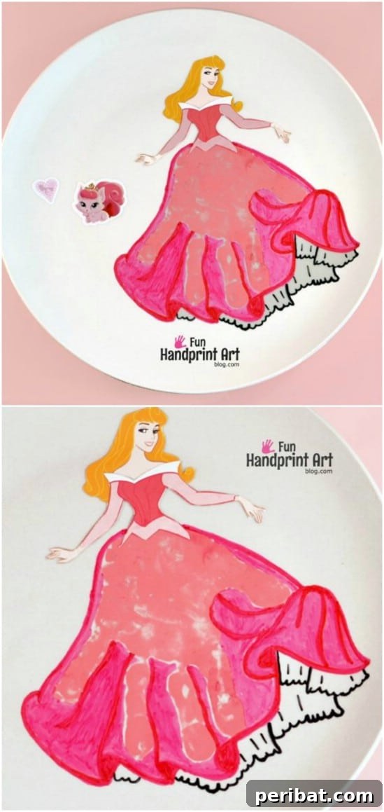 Endless Disney Crafting Fun for Kids 57 DIY Sleeping Beauty Handprint Art on a plate
