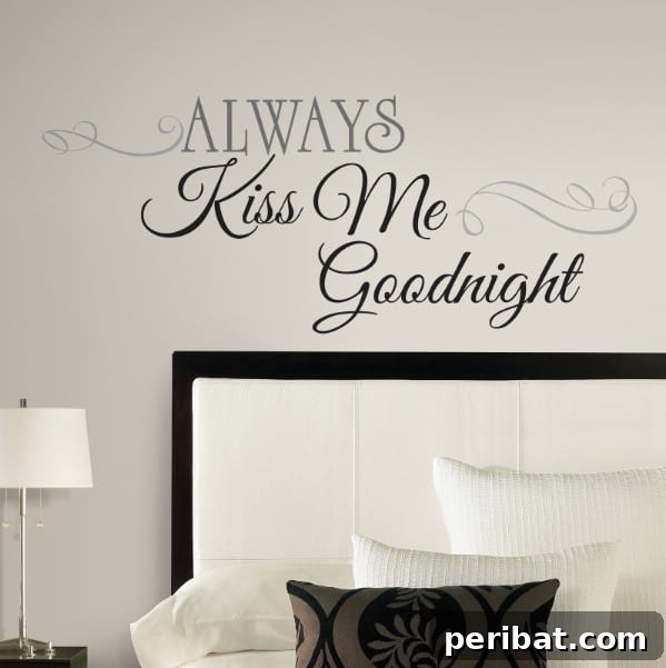 Romantic 'Kiss Me Goodnight' Wall Decals for Master Bedroom Decor