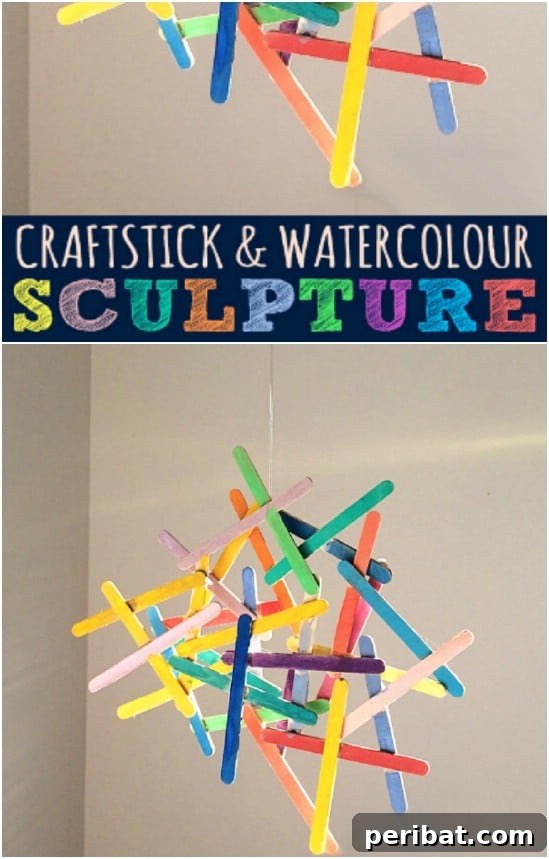 Crafting Summer Memories: Delightful Popsicle Stick Projects for Kids 15 Popsicle Stick Water Color Sculpture with vibrant hues