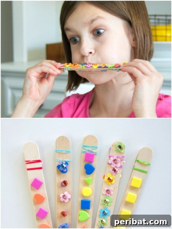 Crafting Summer Memories: Delightful Popsicle Stick Projects for Kids 18 Fun and Easy Craft Stick Harmonicas with colorful decorations