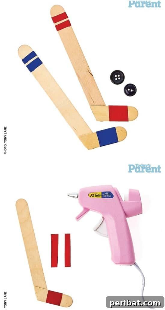 Crafting Summer Memories: Delightful Popsicle Stick Projects for Kids 19 Mini Hockey Stick Craft made from popsicle sticks