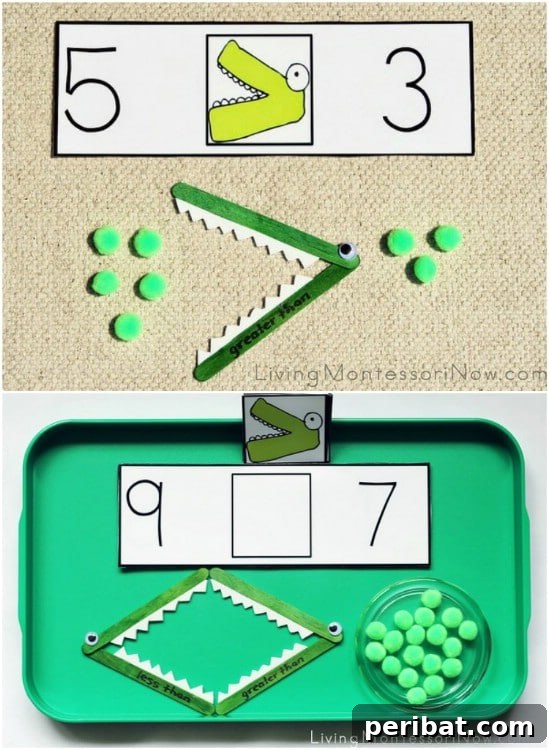 Crafting Summer Memories: Delightful Popsicle Stick Projects for Kids 27 Montessori Inspired Alligator Math Game with craft sticks and foam teeth