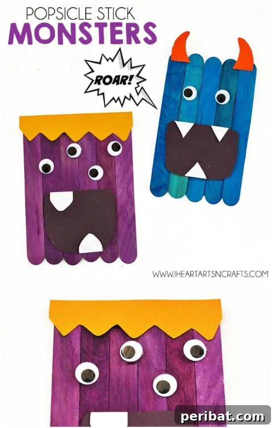 Crafting Summer Memories: Delightful Popsicle Stick Projects for Kids 31 Fun DIY Popsicle Stick Monsters with googly eyes