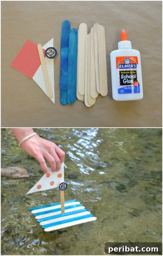 Crafting Summer Memories: Delightful Popsicle Stick Projects for Kids 34 Fun Popsicle Craft Boats floating on water
