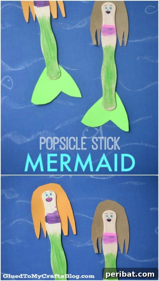 Crafting Summer Memories: Delightful Popsicle Stick Projects for Kids 39 Cute DIY Popsicle Stick Mermaids with colorful tails
