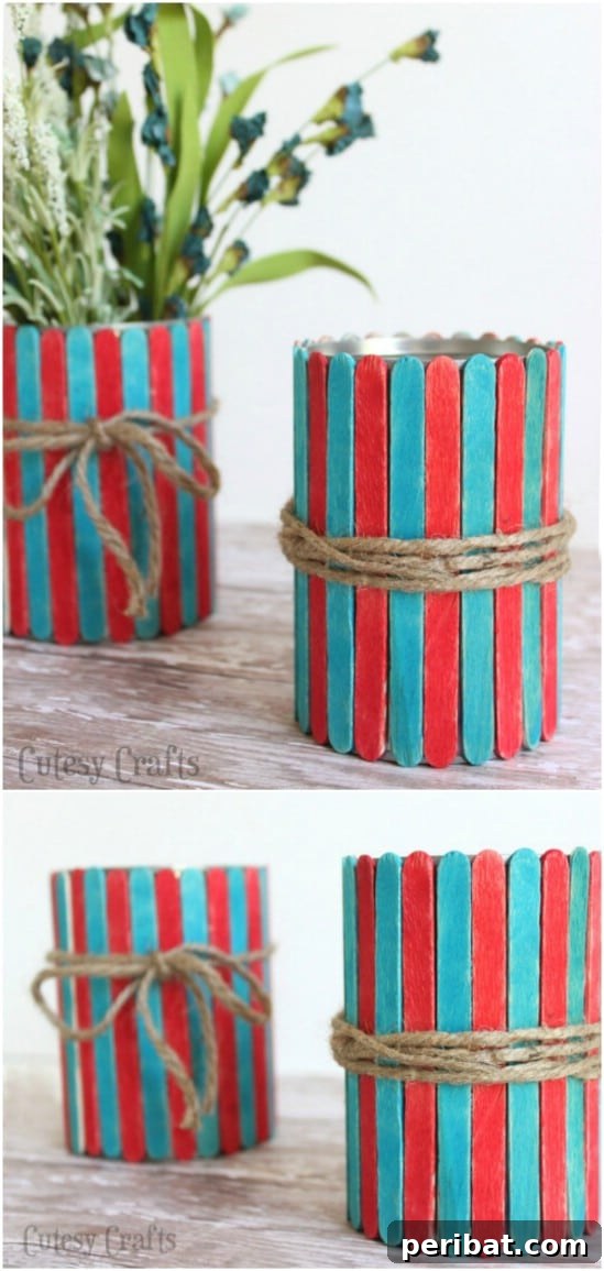 Crafting Summer Memories: Delightful Popsicle Stick Projects for Kids 42 Easy DIY Popsicle Stick Vases with painted designs