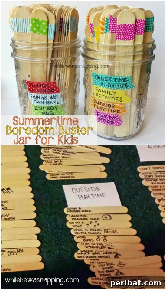 Crafting Summer Memories: Delightful Popsicle Stick Projects for Kids 45 Summer Boredom Buster Popsicle Sticks in a mason jar