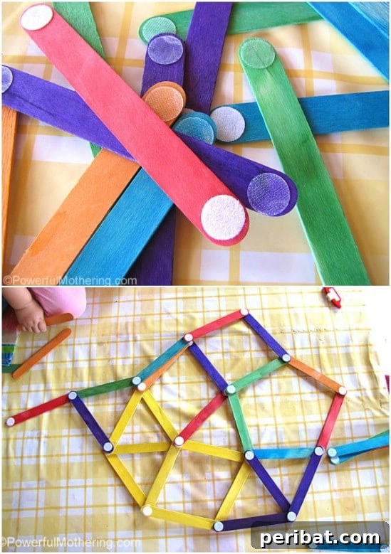 Crafting Summer Memories: Delightful Popsicle Stick Projects for Kids 47 DIY Velcro Dot Building Sticks for creative construction