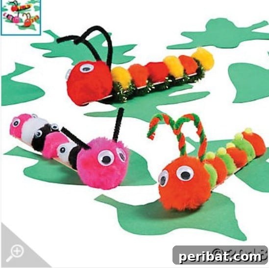 Crafting Summer Memories: Delightful Popsicle Stick Projects for Kids 49 Craft Stick Caterpillars made with pipe cleaners and googly eyes