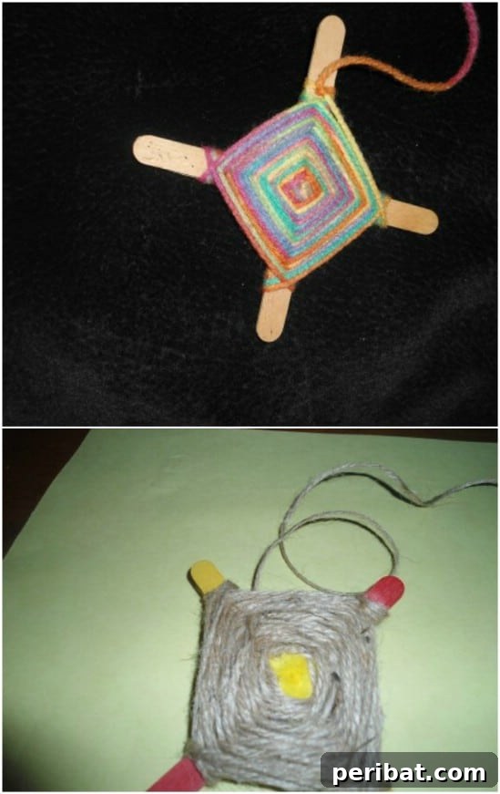 Crafting Summer Memories: Delightful Popsicle Stick Projects for Kids 50 Summer Craft Popsicle God’s Eye with colorful yarn