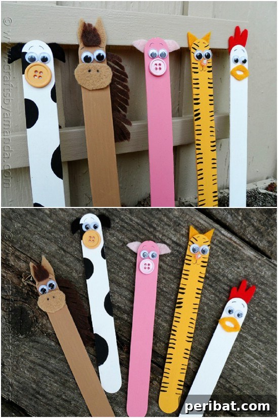 Crafting Summer Memories: Delightful Popsicle Stick Projects for Kids 9 Craft Stick Barnyard Animals with googly eyes