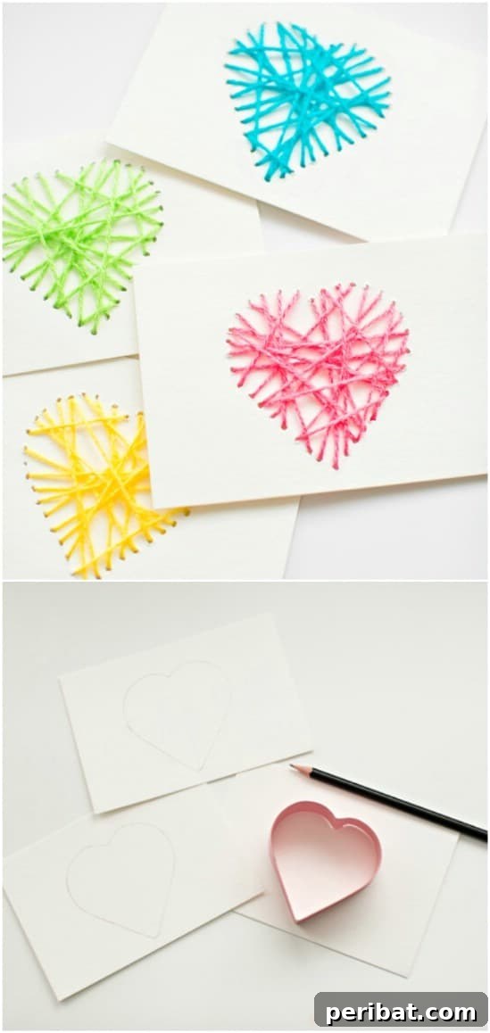 DIY String Heart Yarn Card