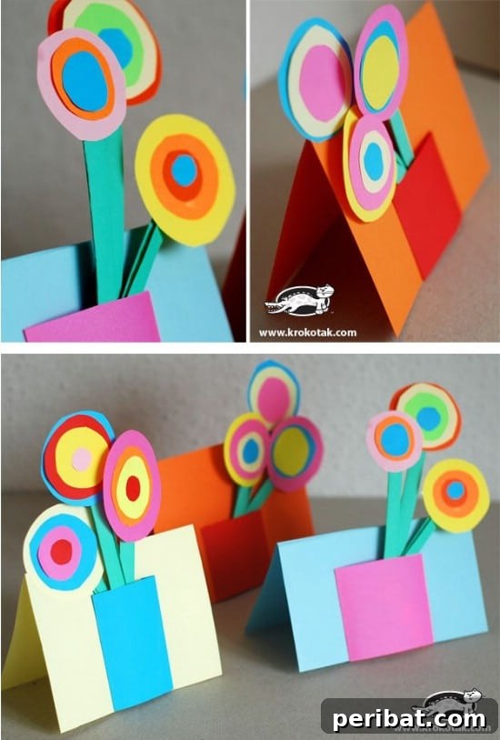 Easy Construction Paper Flower Card