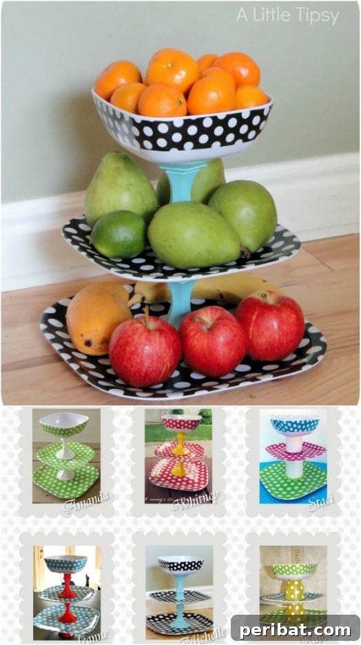 Smart DIY Hacks for Fresher Fruits and Vegetables 11 Elegant Repurposed Plate Fruit Stand, ideal for displaying fresh fruit on countertops or dining tables