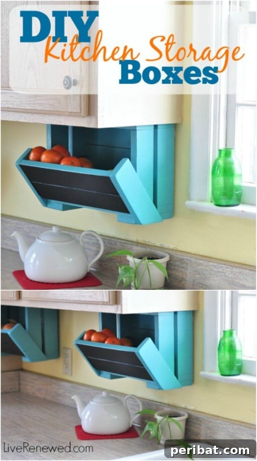 Smart DIY Hacks for Fresher Fruits and Vegetables 12 Rustic DIY Under Cabinet Wooden Produce Storage Boxes, perfect for small kitchens