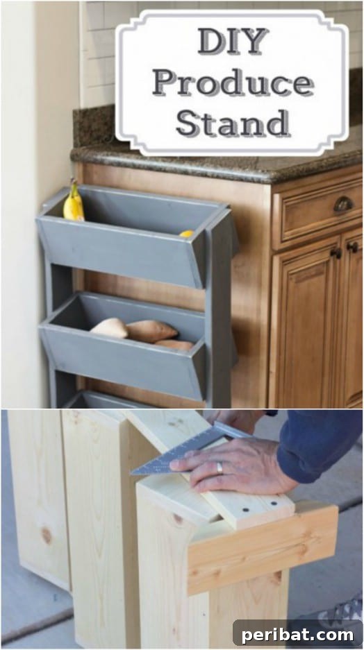 Smart DIY Hacks for Fresher Fruits and Vegetables 14 Economical $30 DIY Produce Stand with three bins, suitable for small spaces