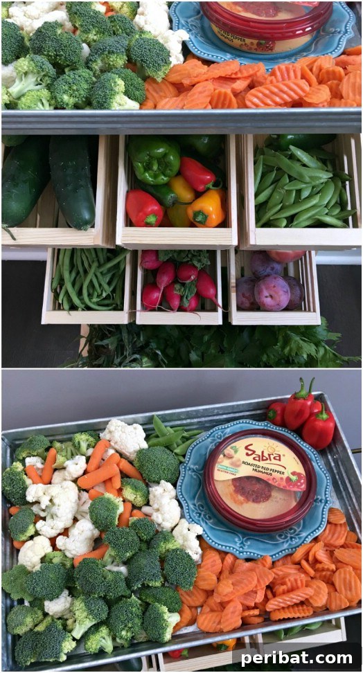 Smart DIY Hacks for Fresher Fruits and Vegetables 20 Charming DIY Produce Stand with an integrated veggie platter, evoking a farmer's market feel