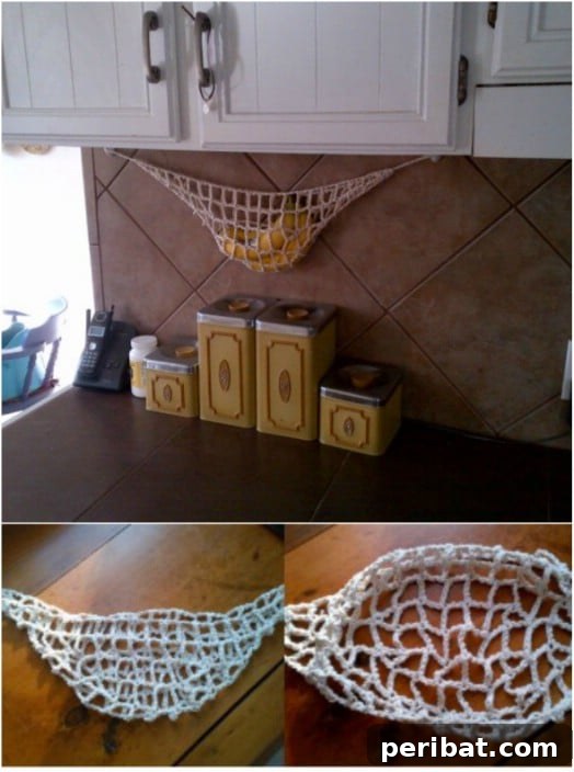 Smart DIY Hacks for Fresher Fruits and Vegetables 7 Easy DIY Crocheted Banana Hammock, a charming way to store bananas off the counter