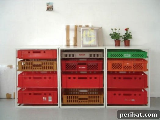 Smart DIY Hacks for Fresher Fruits and Vegetables 9 Simple DIY Stackable Plastic Crate Produce Storage utilizing an old dresser or shelving unit