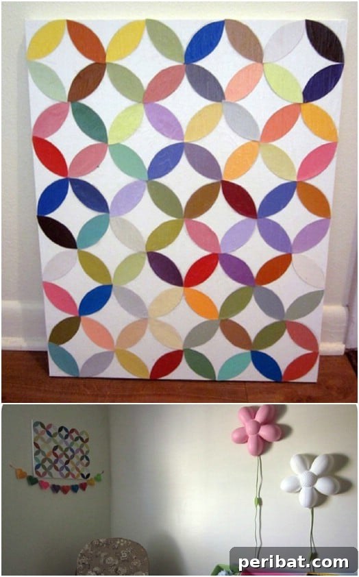 Creative DIY Circle Wall Art from Paint Samples