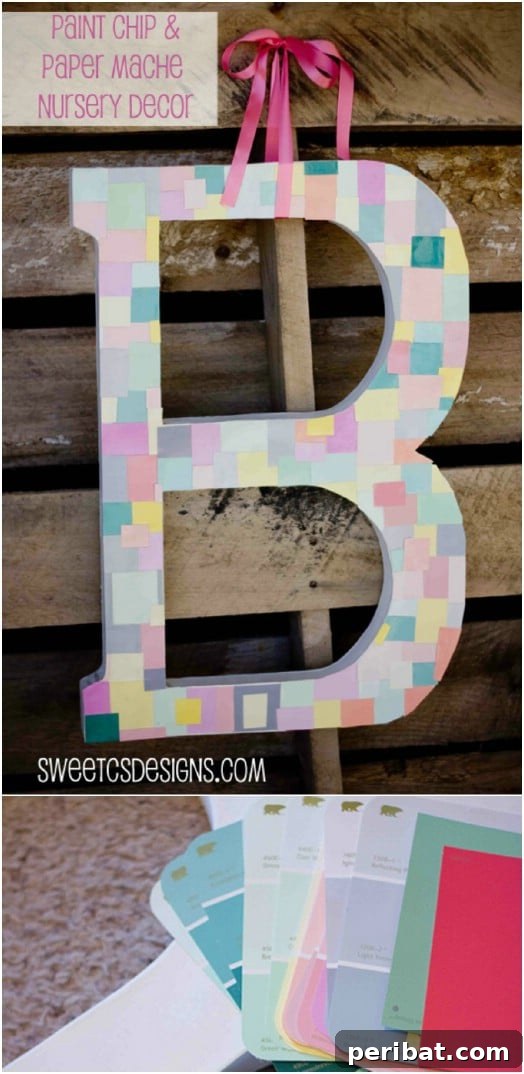 Adorable Paint Chip Monogram for Nursery Decor