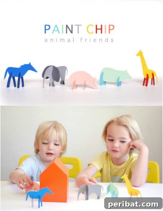 Cute DIY Paint Chip Animal Toys for Kids