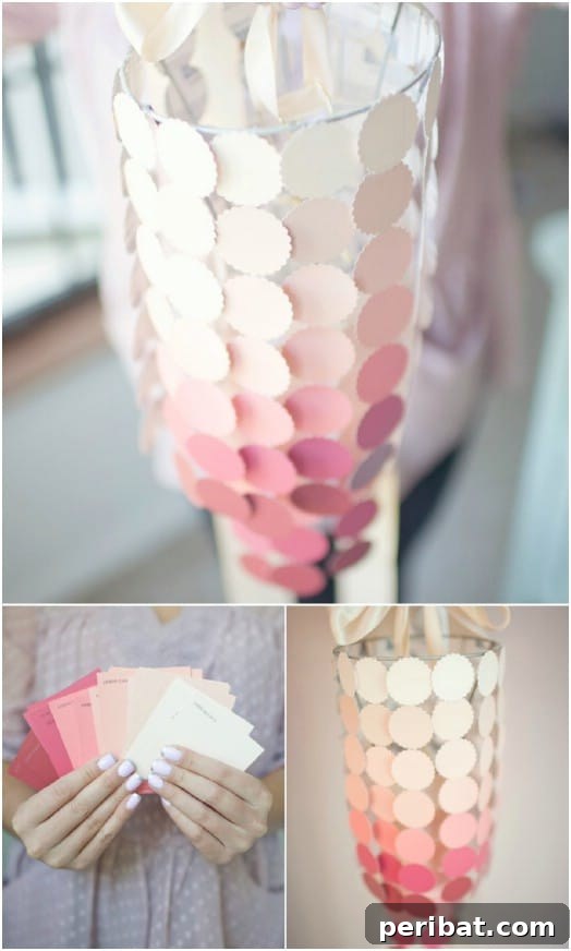 Easy DIY Paint Swatch Chandelier with Ombre Colors