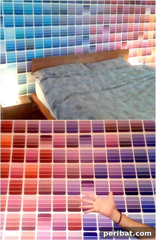 DIY Paint Chip Accent Wall for a Stylish Bedroom Makeover
