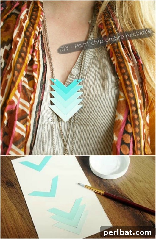 Stylish DIY Ombre Chevron Necklace from Paint Chips