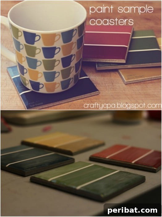Colorful DIY Paint Sample Coasters for Home Decor