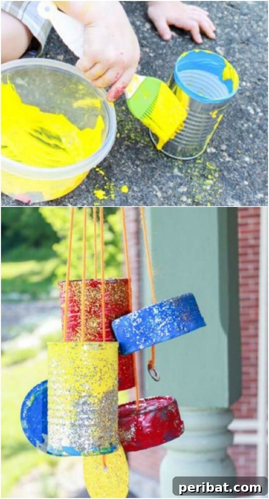 Colorful DIY Tin Can Windchime craft