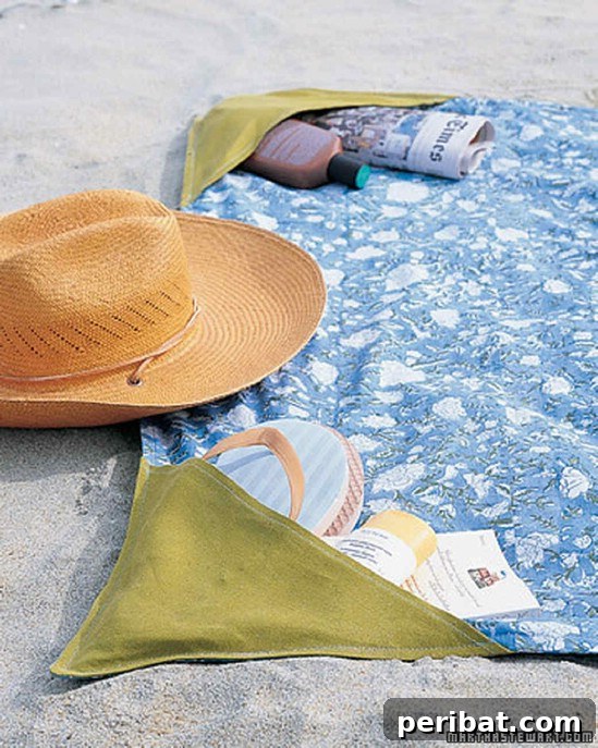 DIY Beach Blanket with Pockets Sewing Project