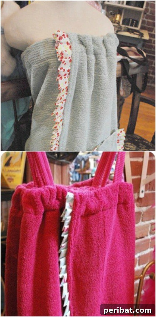 DIY Towel Wrap with Front Pocket Sewing Project