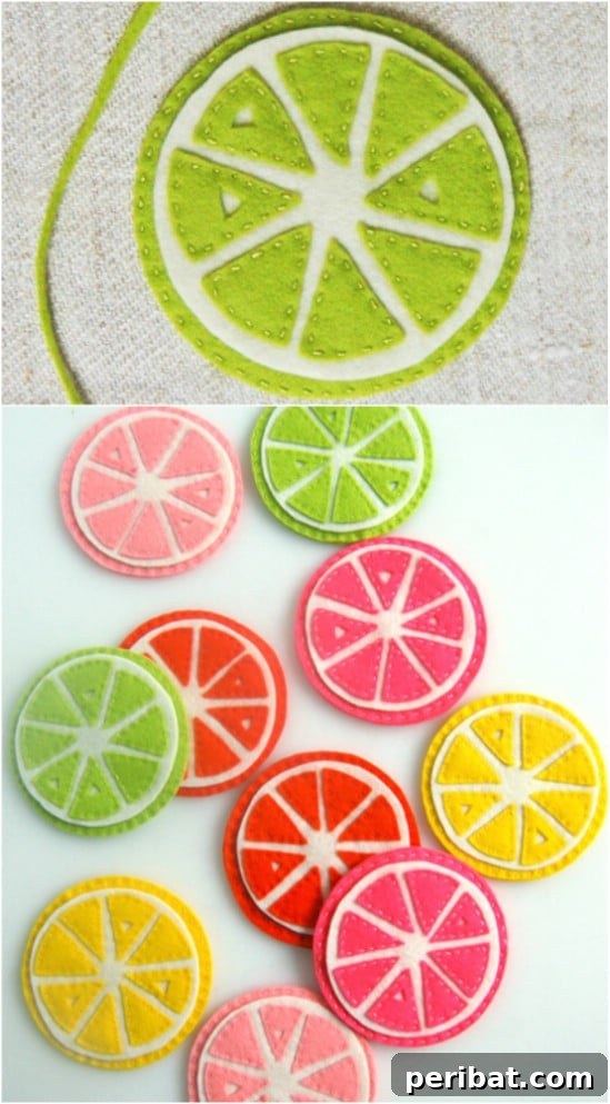 Colorful Summer Citrus Felt Coasters DIY