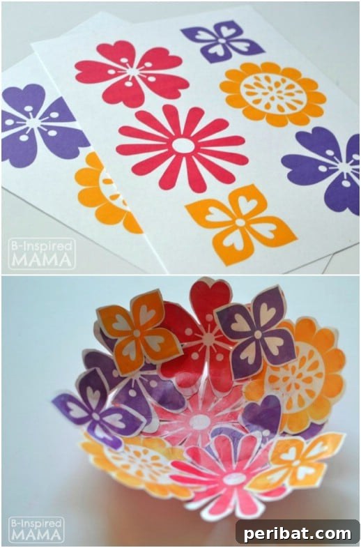 35 Adorable Mother's Day Crafts Kids and Toddlers Can Make 21 DIY Paper Flower Bowl made with colorful paper flowers