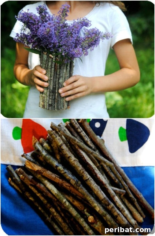 35 Adorable Mother's Day Crafts Kids and Toddlers Can Make 22 Rustic DIY Branch Vase made from gathered twigs