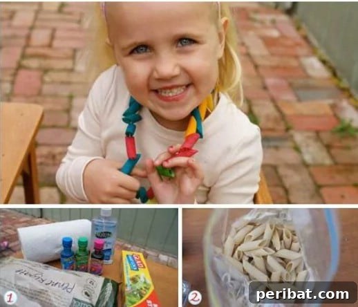 35 Adorable Mother's Day Crafts Kids and Toddlers Can Make 29 Colored Pasta Necklace made by kids